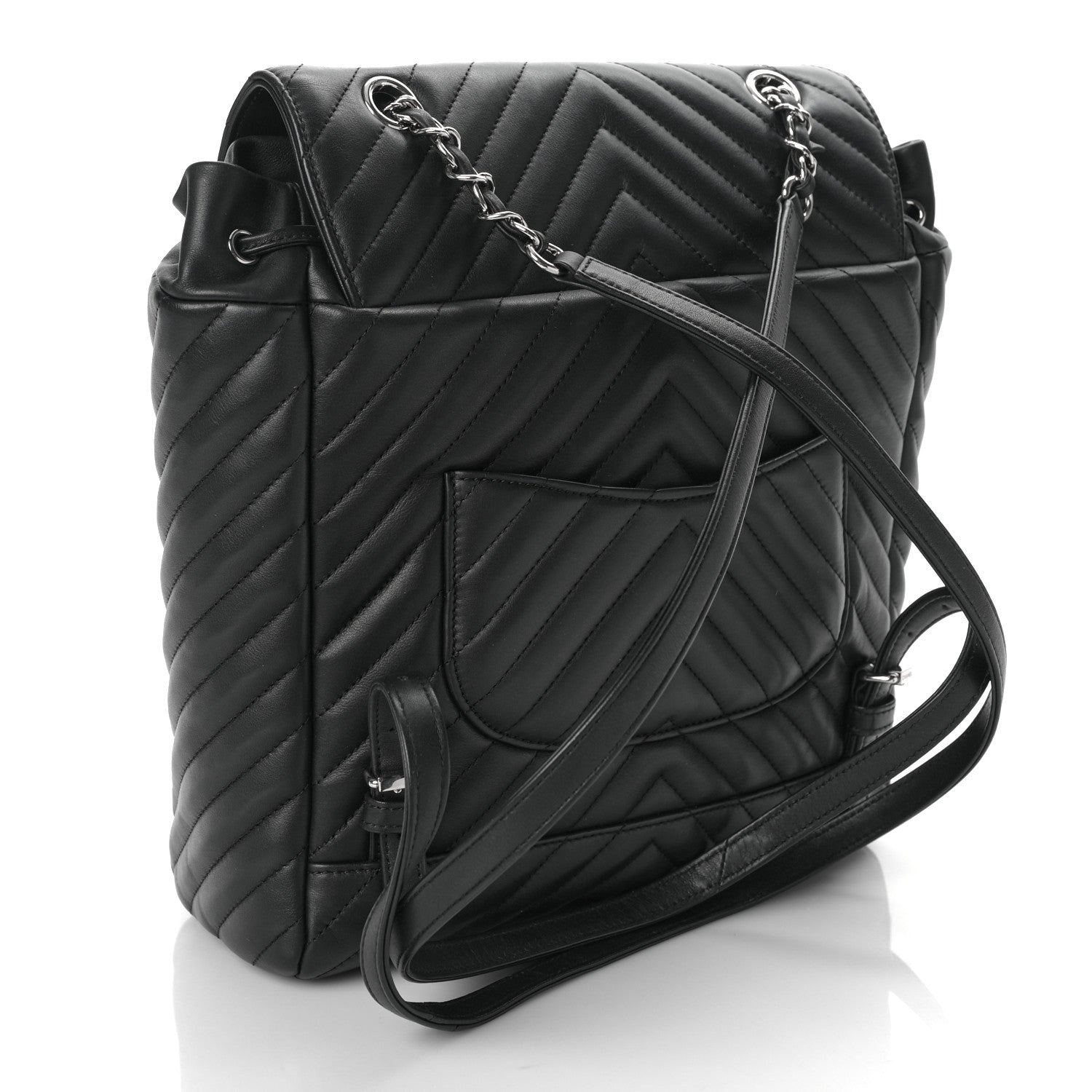 Chanel Calfskin Chevron Quilted Large Urban Spirit Backpack Black 3 of 9