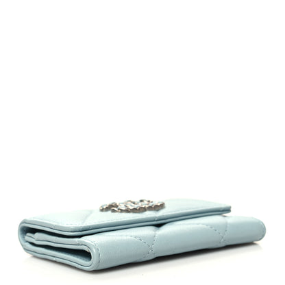 Chanel Lambskin Quilted Chanel 19 Flap Card Holder Light Blue 4 of 10