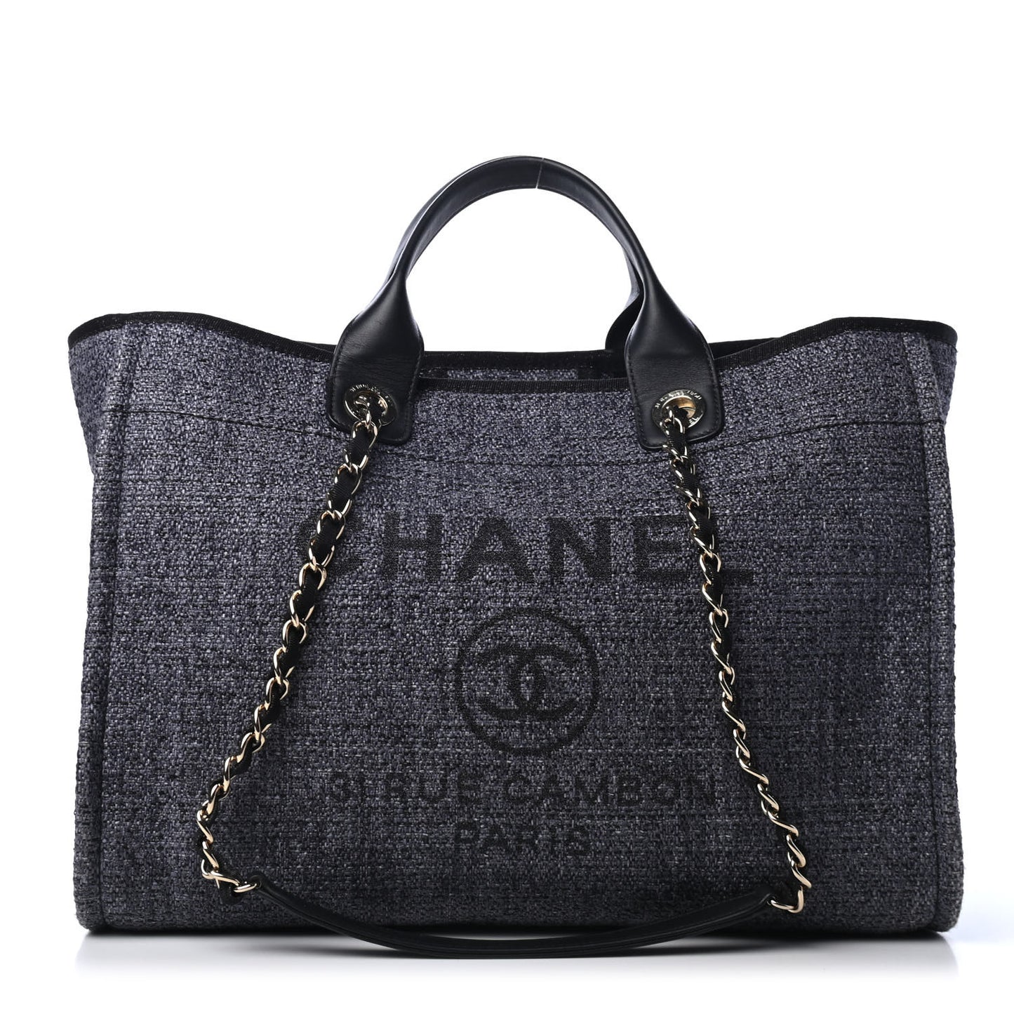 Lurex Boucle Medium Deauville Tote Black