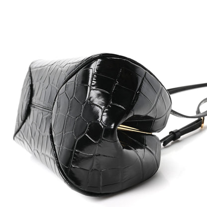 Chanel Calfskin Crocodile Embossed Pretty CC Clutch With Strap Black 10 of 10