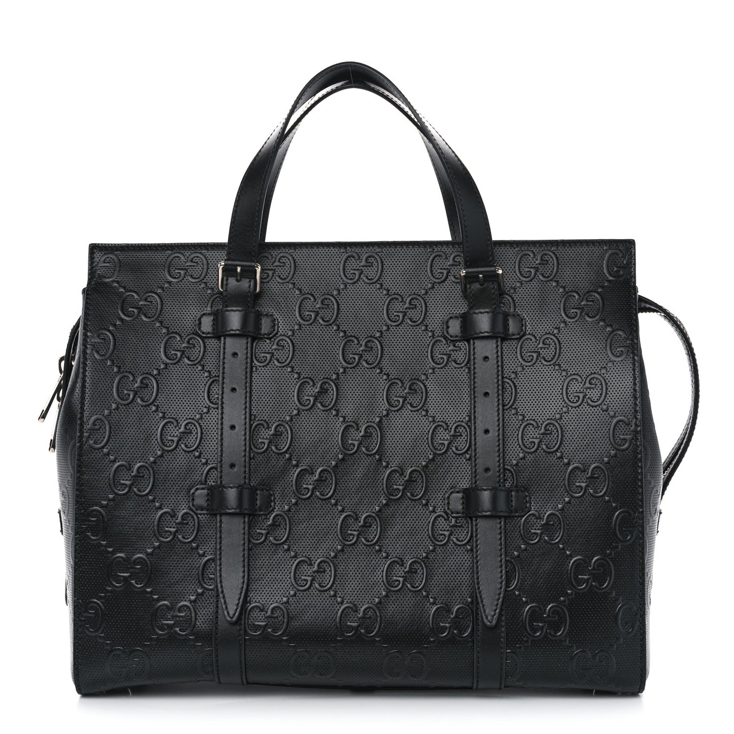 Calfskin GG Tennis Embossed Tote Bag Black