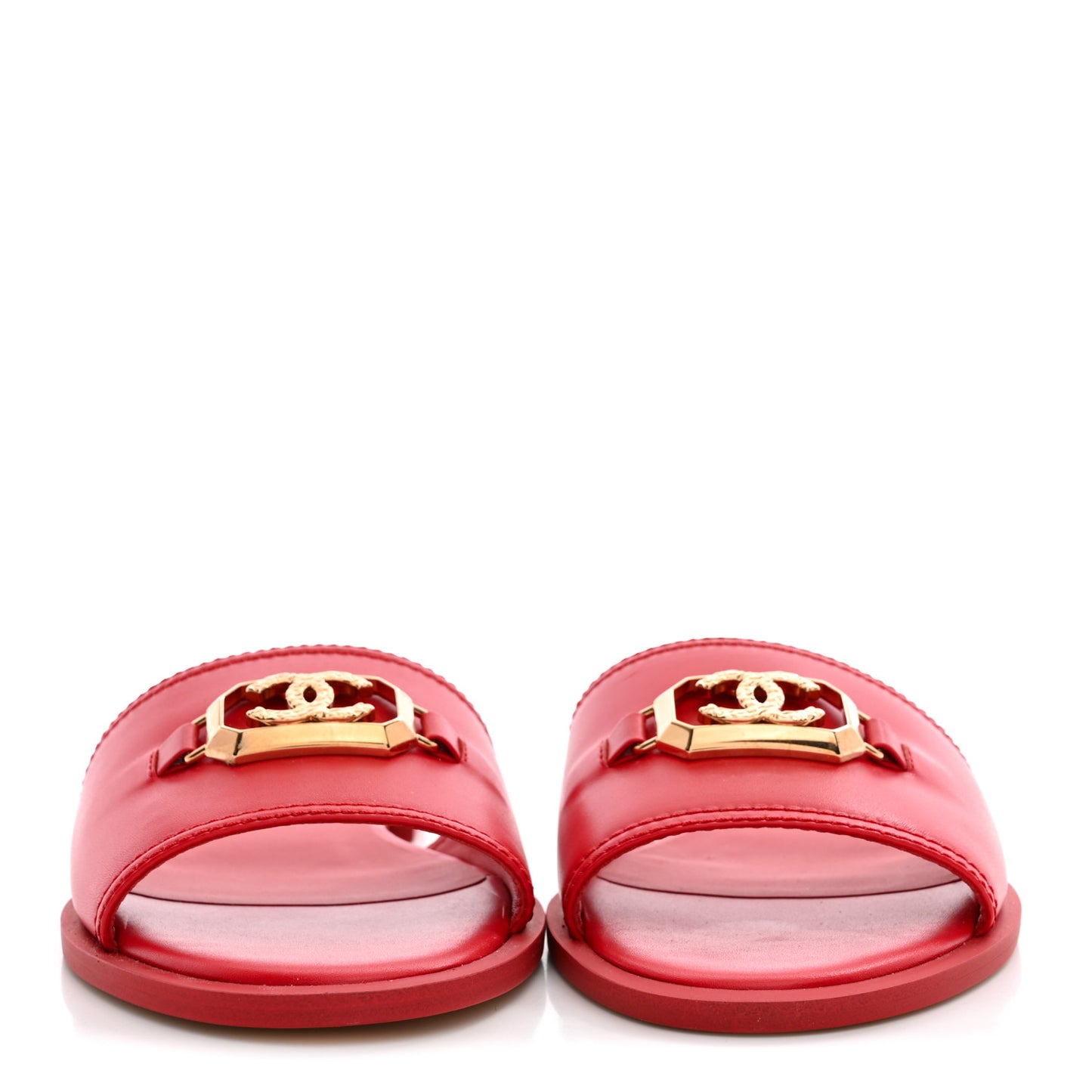 Shiny Calfskin CC Mules 39 Red