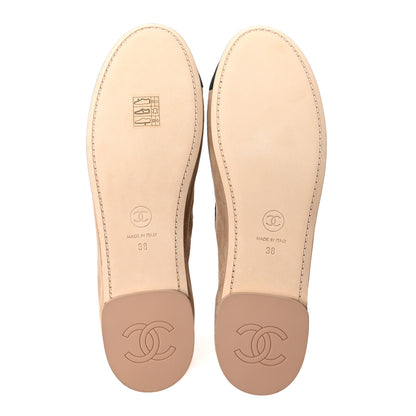 Chanel Suede Kidskin Grosgrain Mary Jane Flats 38 Beige Black 6 of 10
