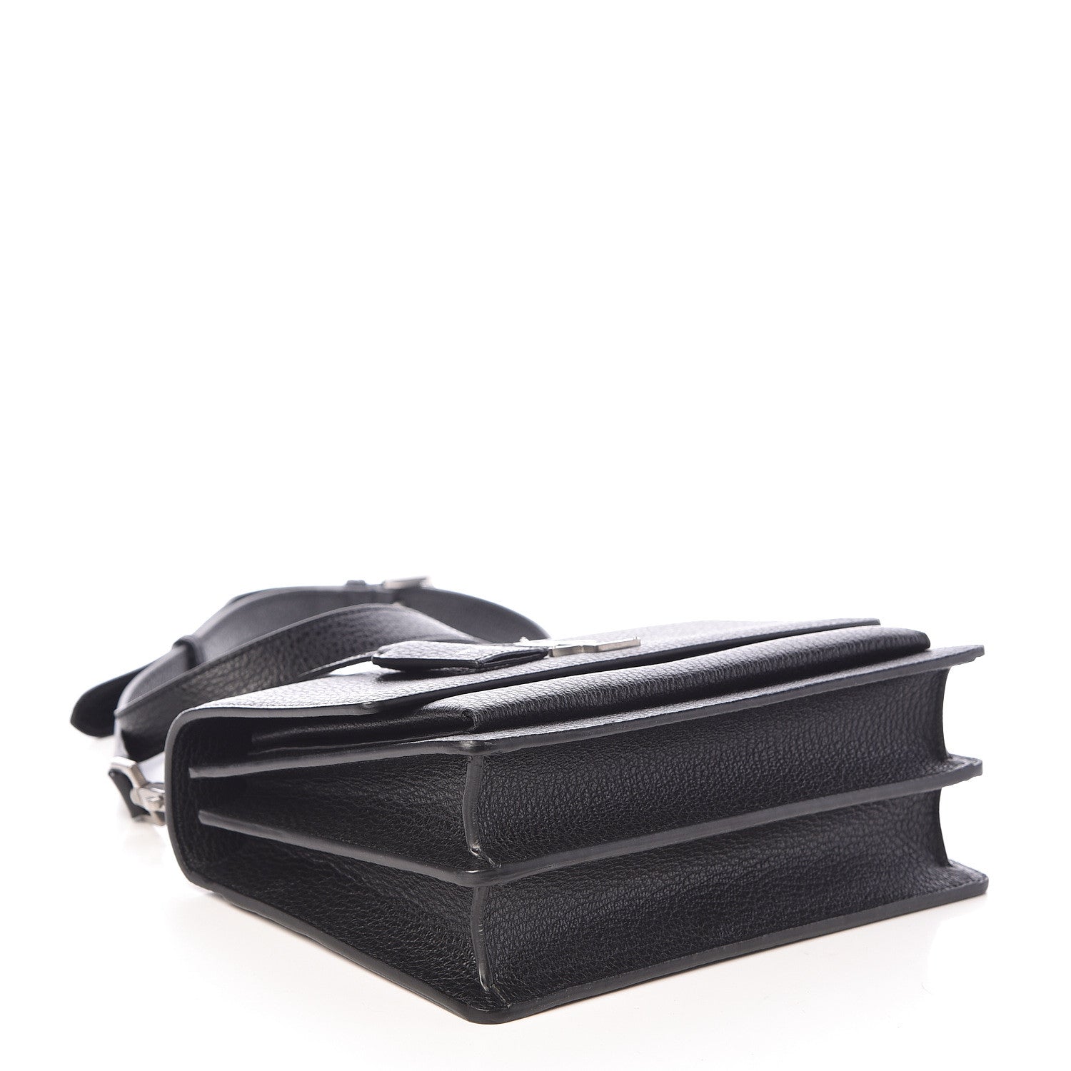 Saint Laurent Grained Calfskin Medium Monogram Sunset Satchel Black 4 of 9