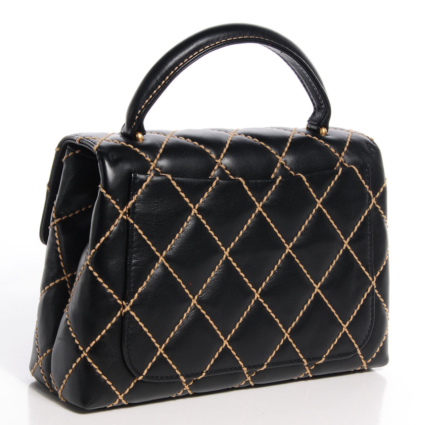 Leather Wild Stitch Kelly Flap Bag Black