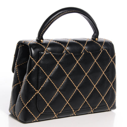 Chanel Leather Wild Stitch Kelly Flap Bag Black 3 of 8