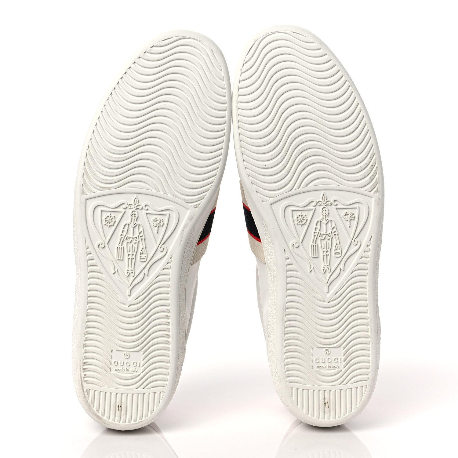 Gucci Calfskin Stripe Mens New Ace Sneaker 11 White Ecru Red Flame 5 of 9