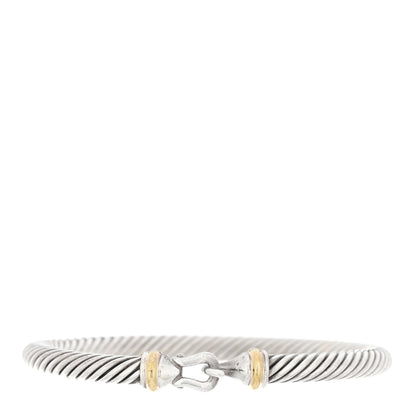 David Yurman DAVID YURMAN Sterling Silver 18K Yellow Gold 5mm Cable Classic Buckle Bracelet 1 of 3