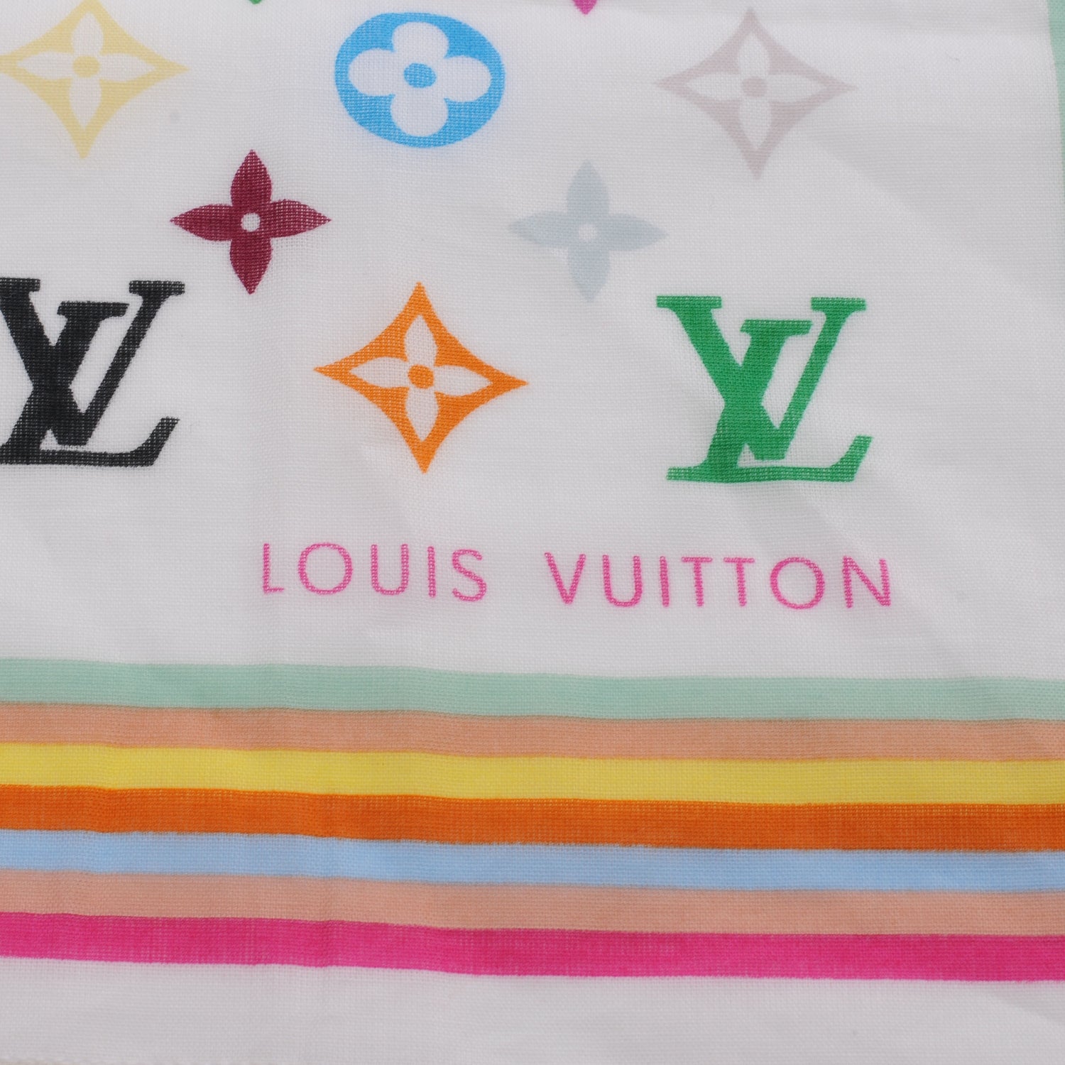 Louis Vuitton Silk Monogram Multicolor Square Scarf White 1 of 6