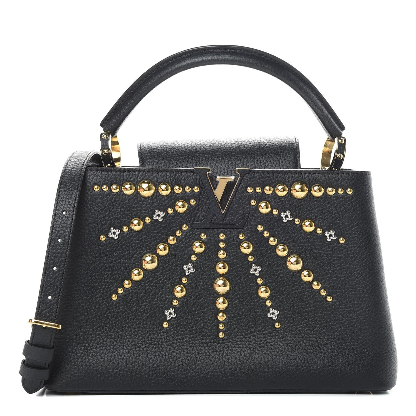 Taurillon Studded Sol Capucines PM Black