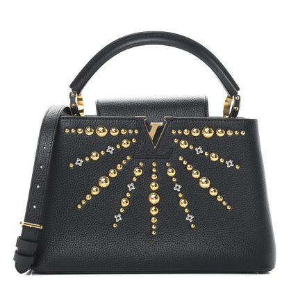Louis Vuitton Taurillon Studded Sol Capucines PM Black 1 of 11