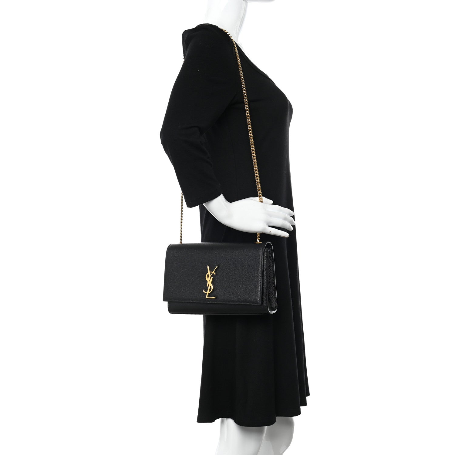 Saint Laurent Grain De Poudre Medium Classic Monogram Kate Satchel Black 2 of 10
