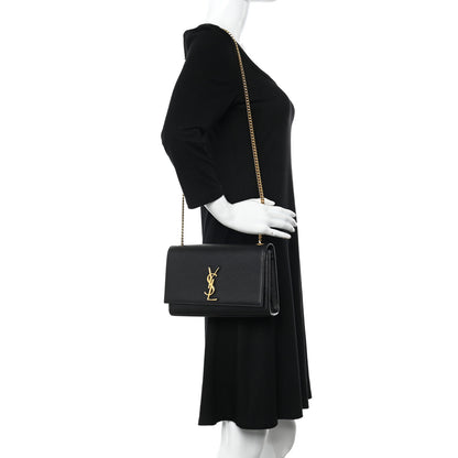 Saint Laurent Grain De Poudre Medium Classic Monogram Kate Satchel Black 2 of 10