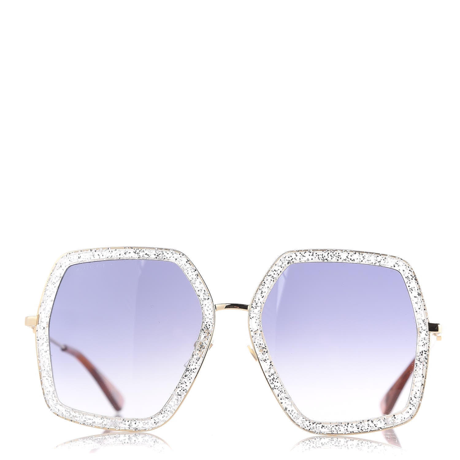 Gucci Glitter Acetate Oversize Square Frame Sunglasses GG0106S Gold 3 of 9
