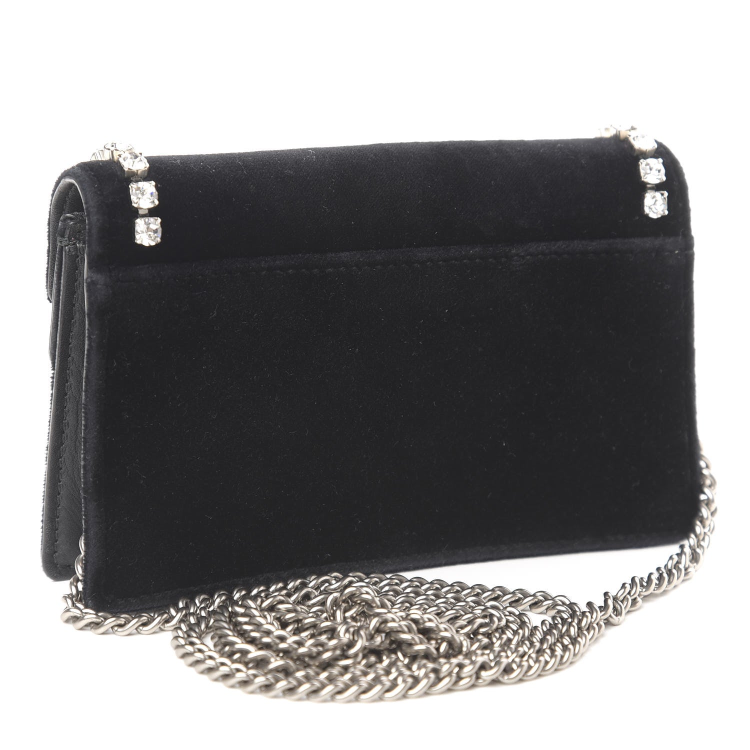 Gucci Velvet Crystal Super Mini Dionysus Shoulder Bag Black 3 of 12
