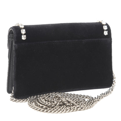 Gucci Velvet Crystal Super Mini Dionysus Shoulder Bag Black 3 of 12