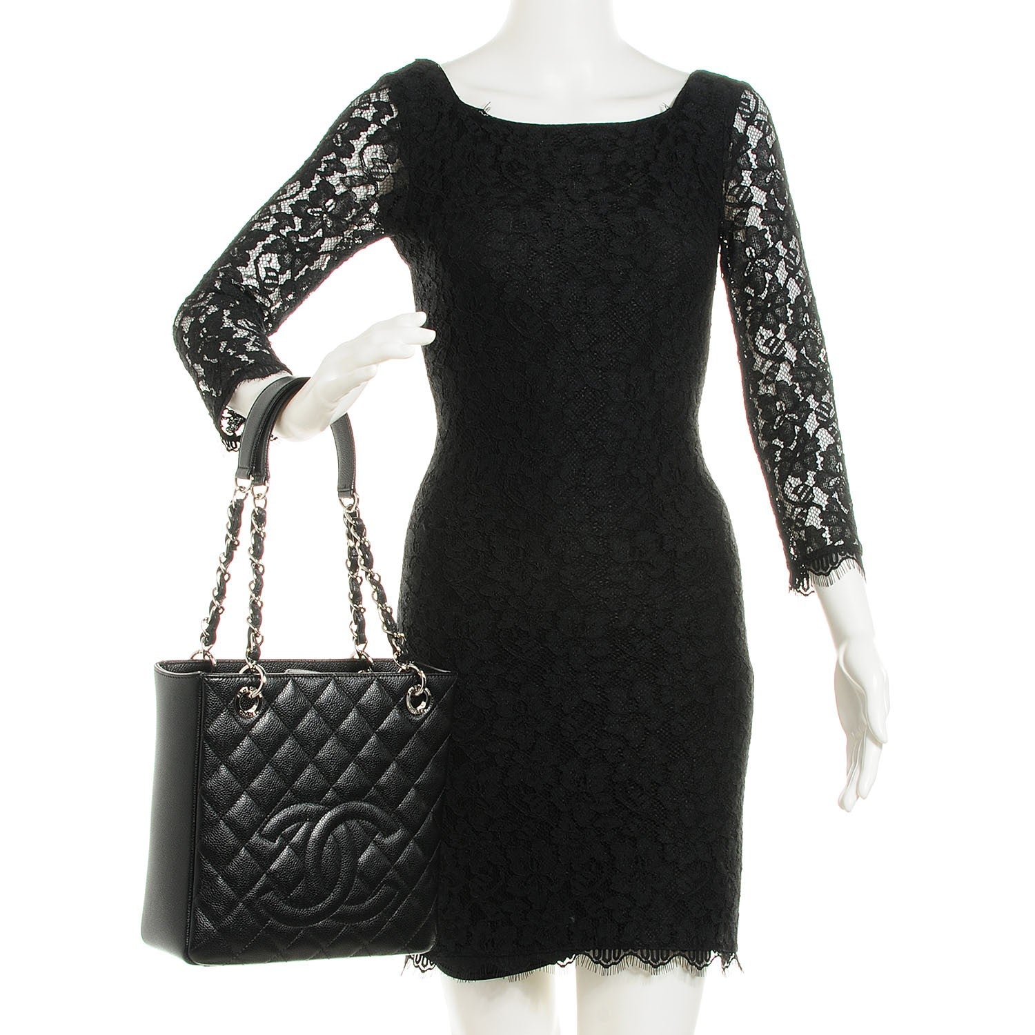 Chanel Caviar Quilted Petit Shopping Tote PST Black 2 of 8
