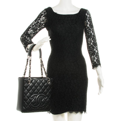 Chanel Caviar Quilted Petit Shopping Tote PST Black 2 of 8