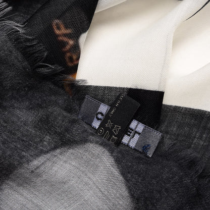 Chanel Cashmere CC Scarf Black White 7 of 10
