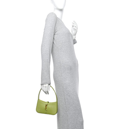Saint Laurent Calfskin Lizard Embossed Le 5 A 7 Mini Hobo Dull Lime 2 of 11