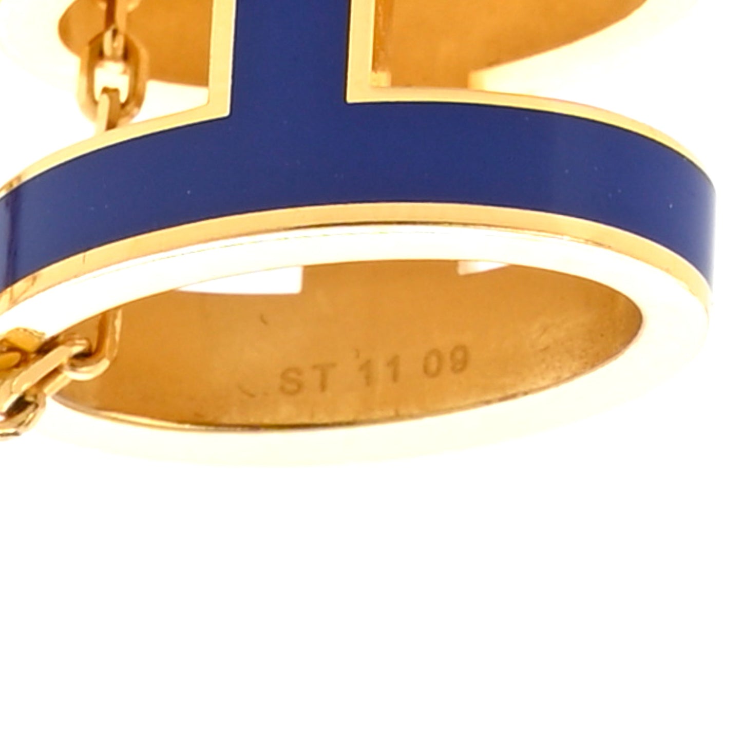 Lacquered Gold Pop H Pendant Necklace Bleu Royal