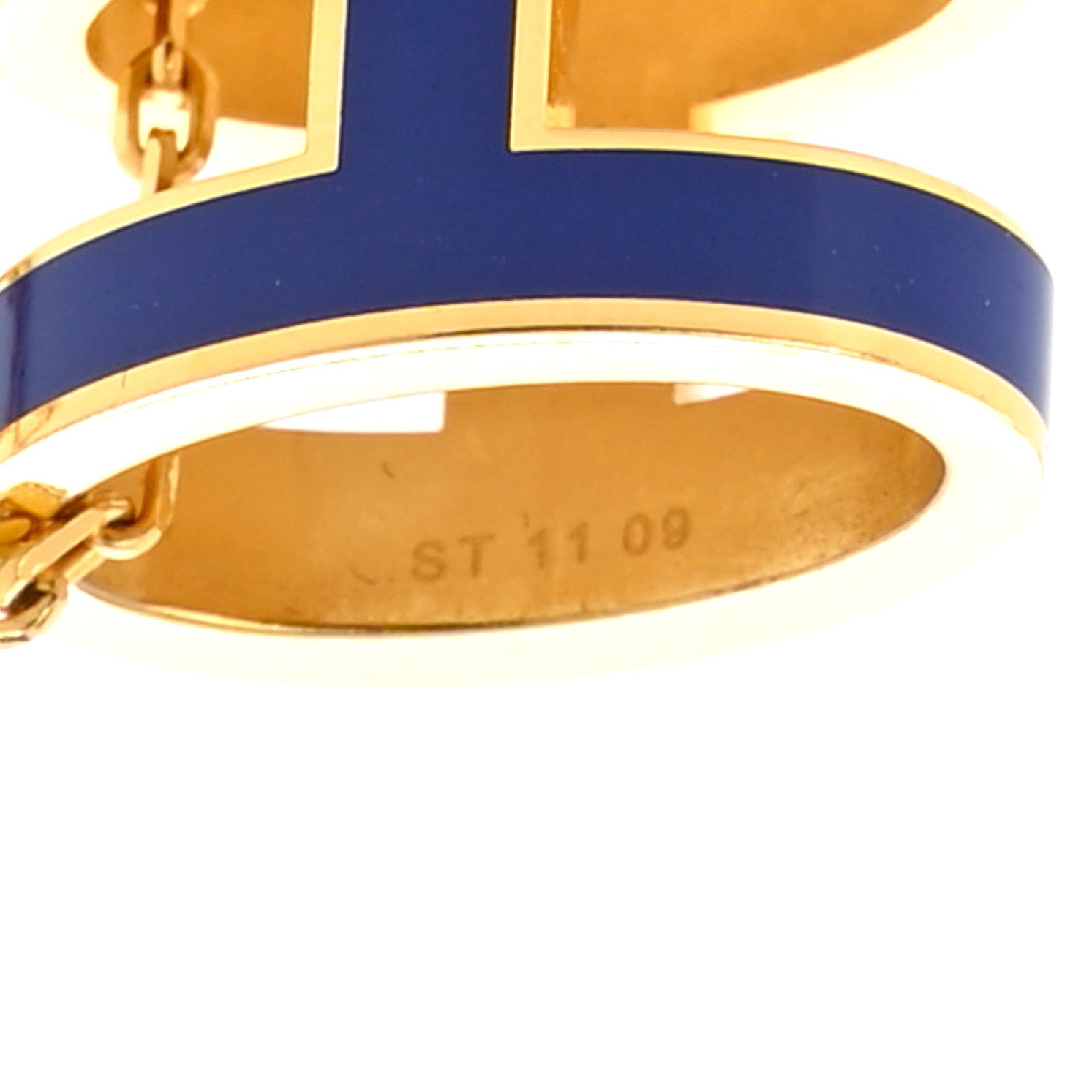 Hermes Lacquered Gold Pop H Pendant Necklace Bleu Royal 6 of 8