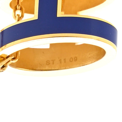 Hermes Lacquered Gold Pop H Pendant Necklace Bleu Royal 6 of 8