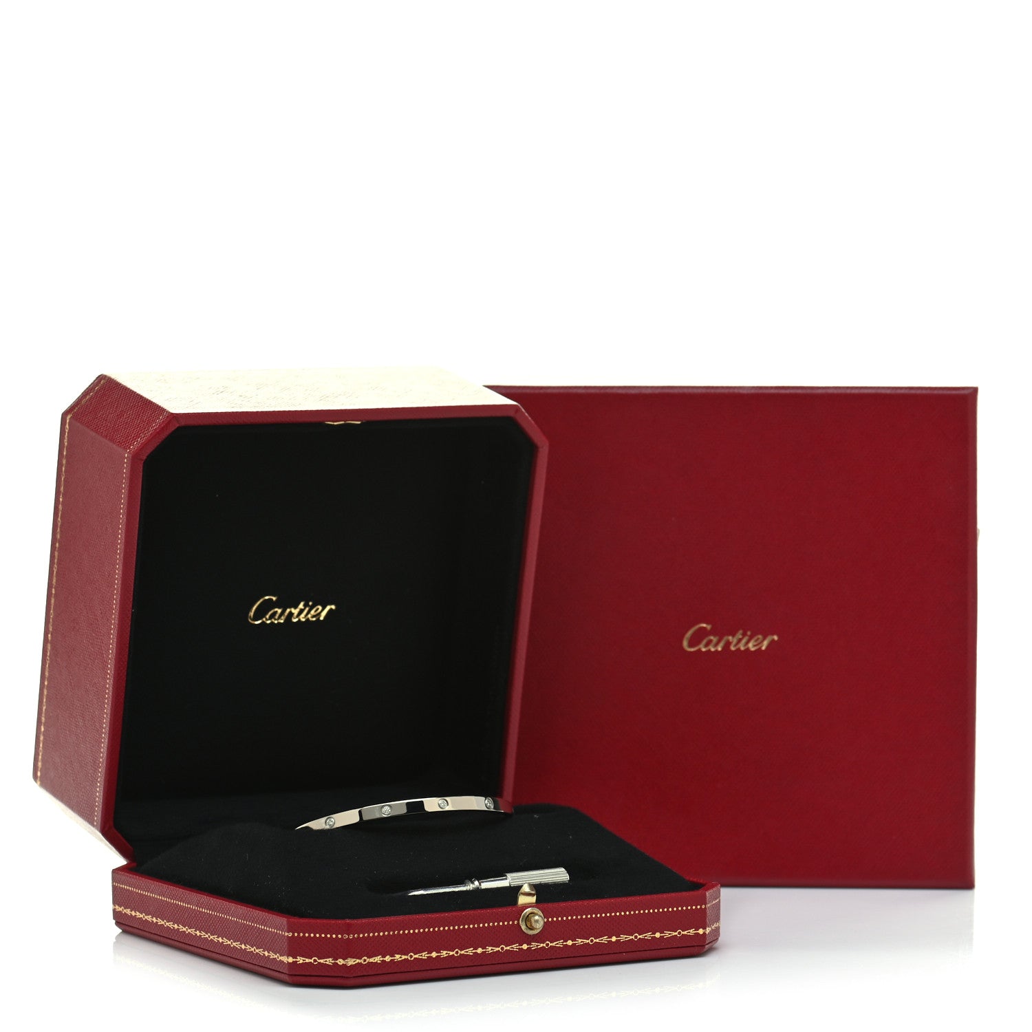 Cartier 18K White Gold 10 Diamond Small LOVE Bracelet 17 5 of 6