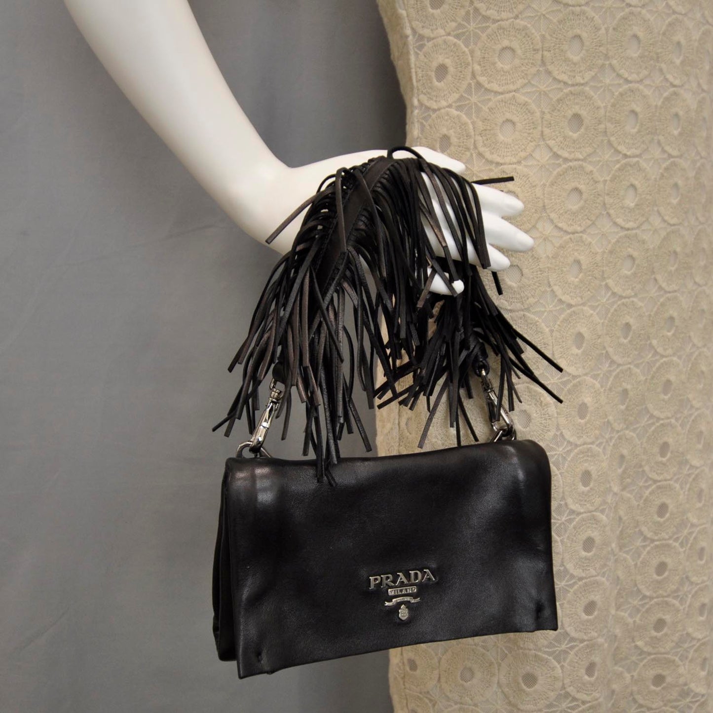 Nappa Fringe Small Bag Nero Black
