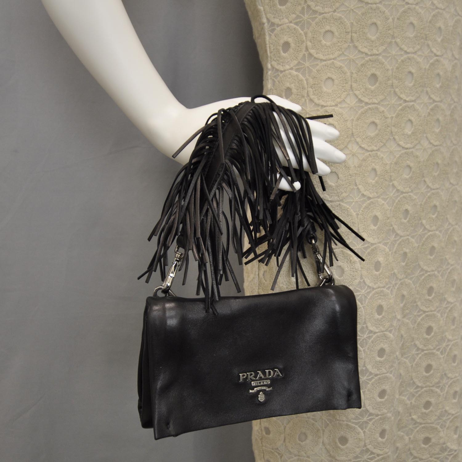 Prada Nappa Fringe Small Bag Nero Black 2 of 10