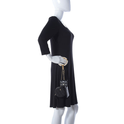 Chanel Pearl Lambskin Pearl Crown CC Wristlet Multi Pouches Black 2 of 16