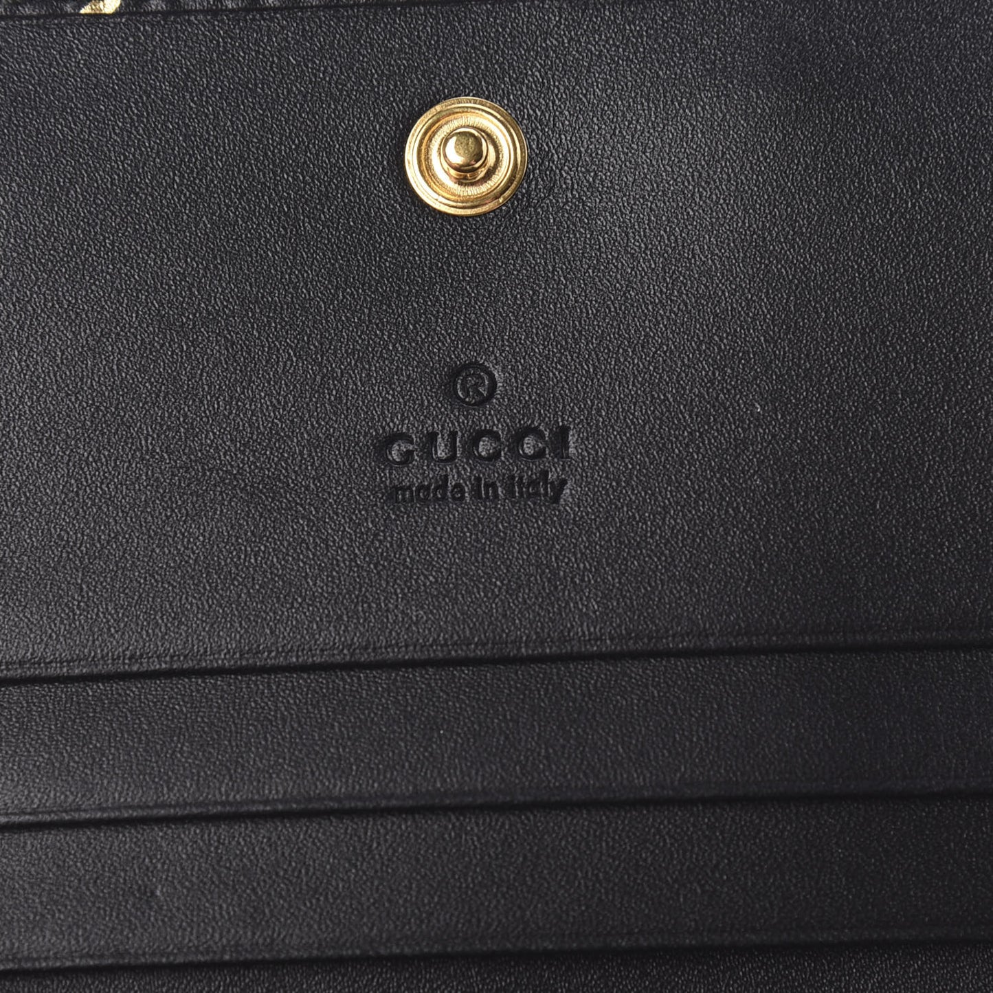 Calfskin Diagonal GG Card Case Black Gold