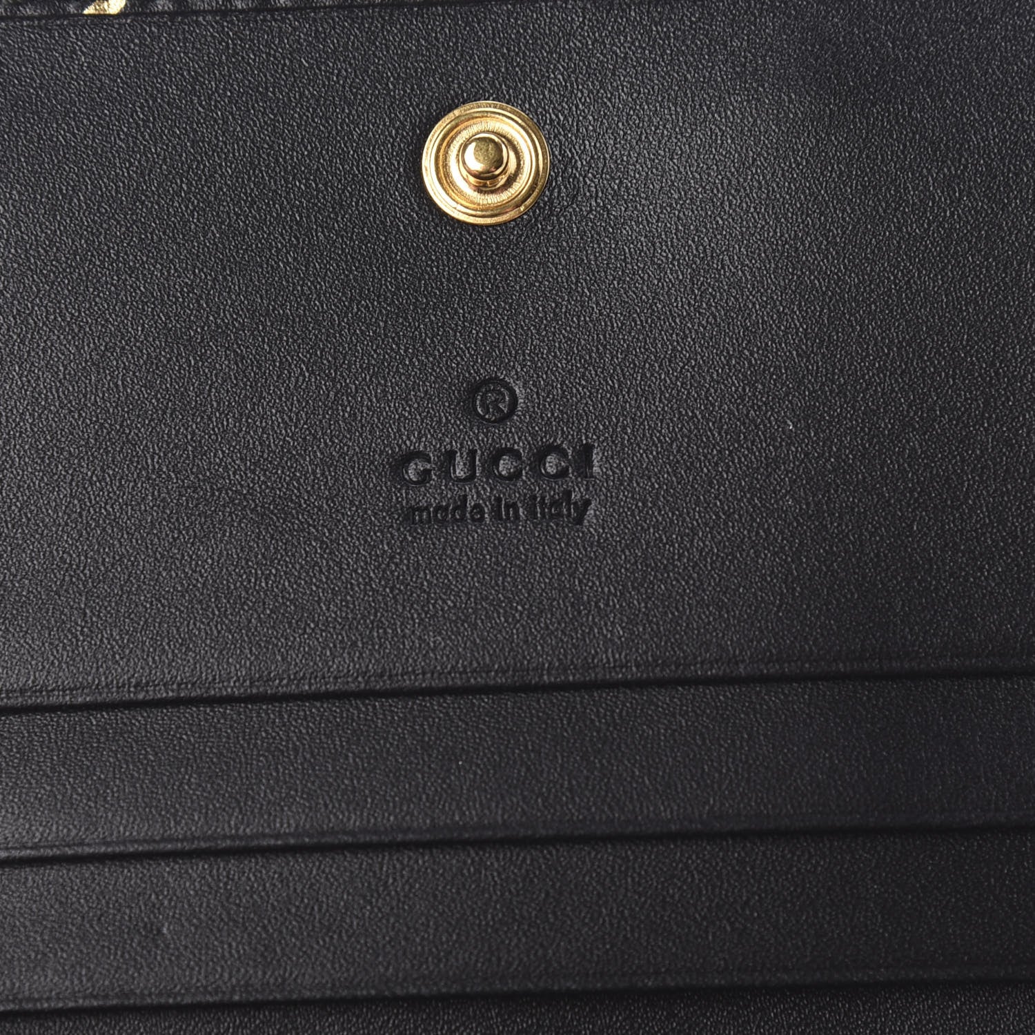 Gucci Calfskin Diagonal GG Card Case Black Gold 5 of 7