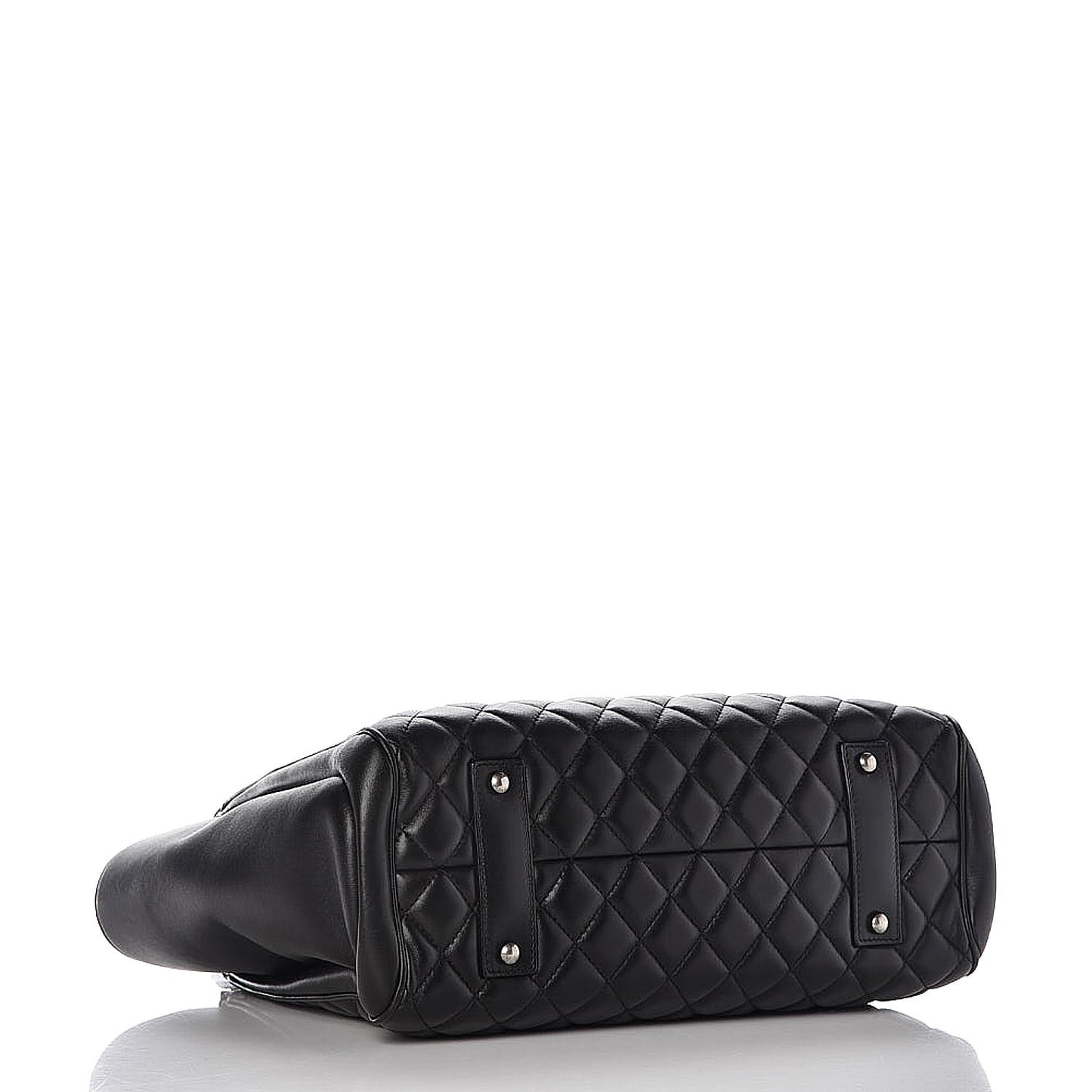 Lambskin Quilted Shopping Tote Black