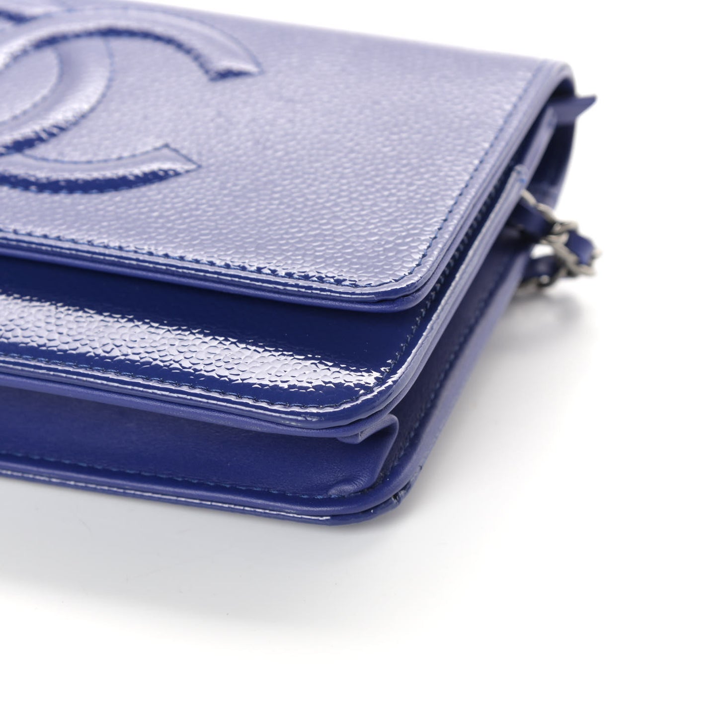 Patent Caviar Timeless CC Wallet on Chain WOC Blue
