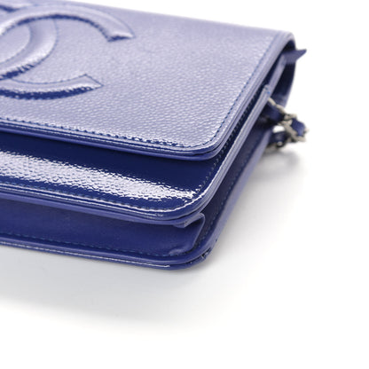 Chanel Patent Caviar Timeless CC Wallet on Chain WOC Blue 11 of 11