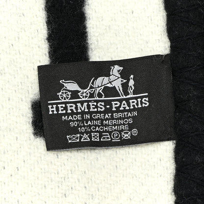 Hermes Wool Cashmere Avalon III Blanket Ecru Black 3 of 3