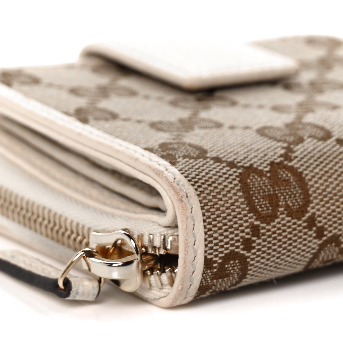 Monogram Dollar Calfskin Zip Around French Flap Wallet Beige Ebony Avoire