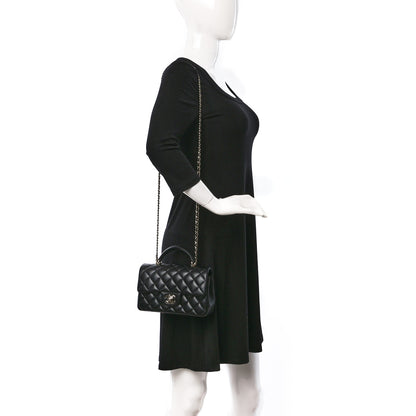 Chanel Lambskin Quilted Mini Top Handle Rectangular Flap Black 2 of 10