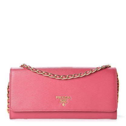 Prada Vitello Move Oro Chain Wallet Peonia 1 of 10