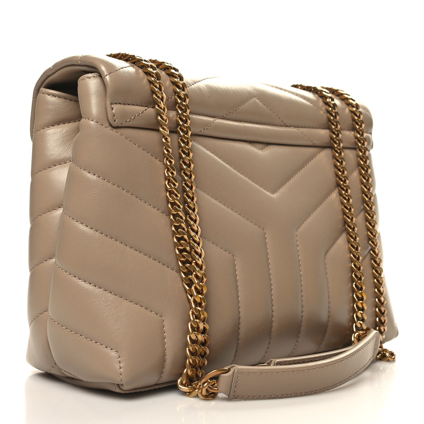 Calfskin Y Quilted Monogram Small Loulou Chain Satchel Light Natural
