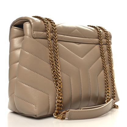 Saint Laurent Calfskin Y Quilted Monogram Small Loulou Chain Satchel Light Natural 3 of 11