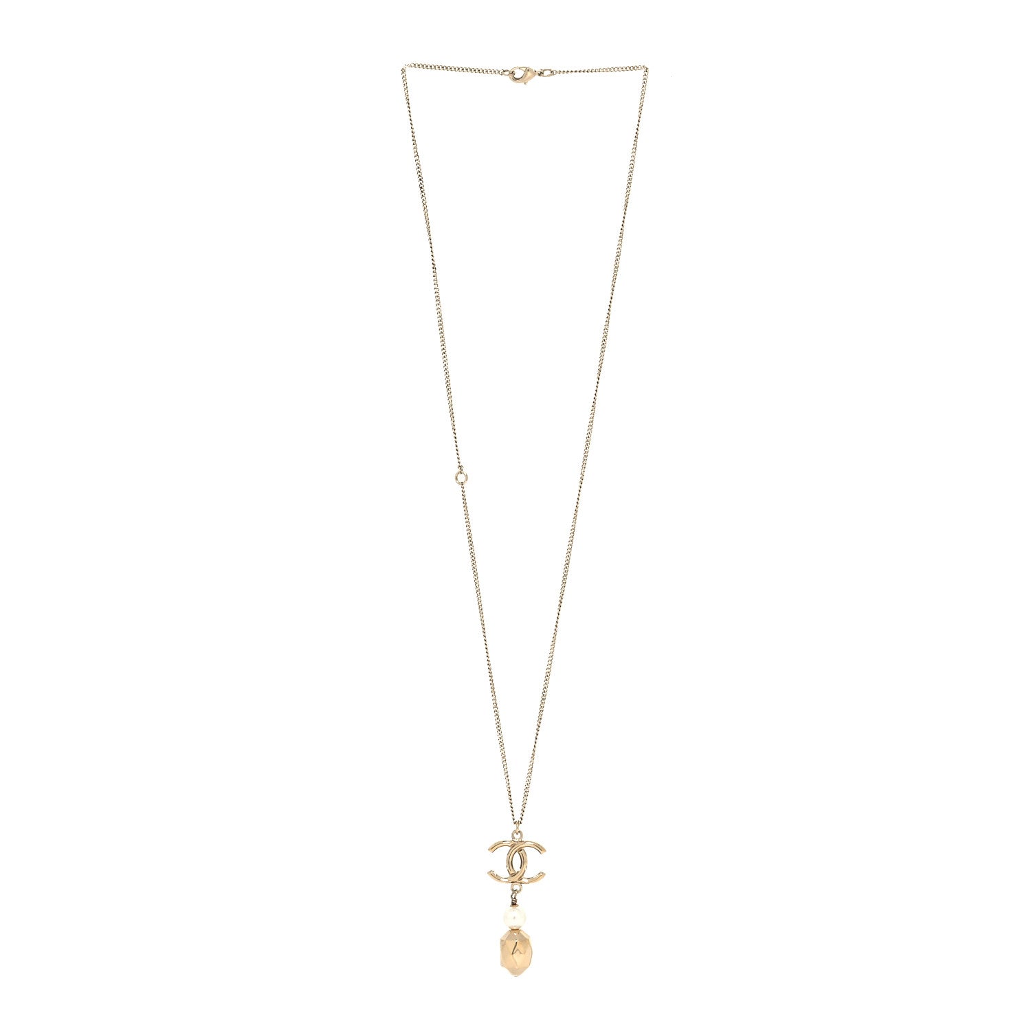 Chanel Pearl CC Drop Necklace Gold 3 of 5