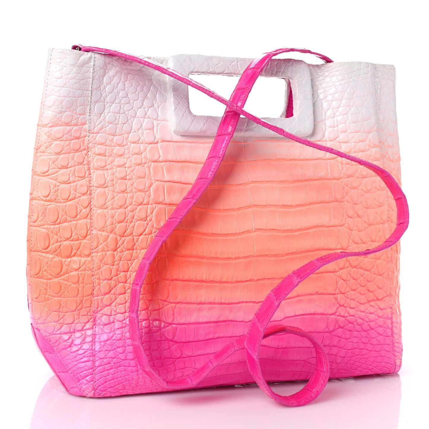 Crocodile Handbag Pink Orange White