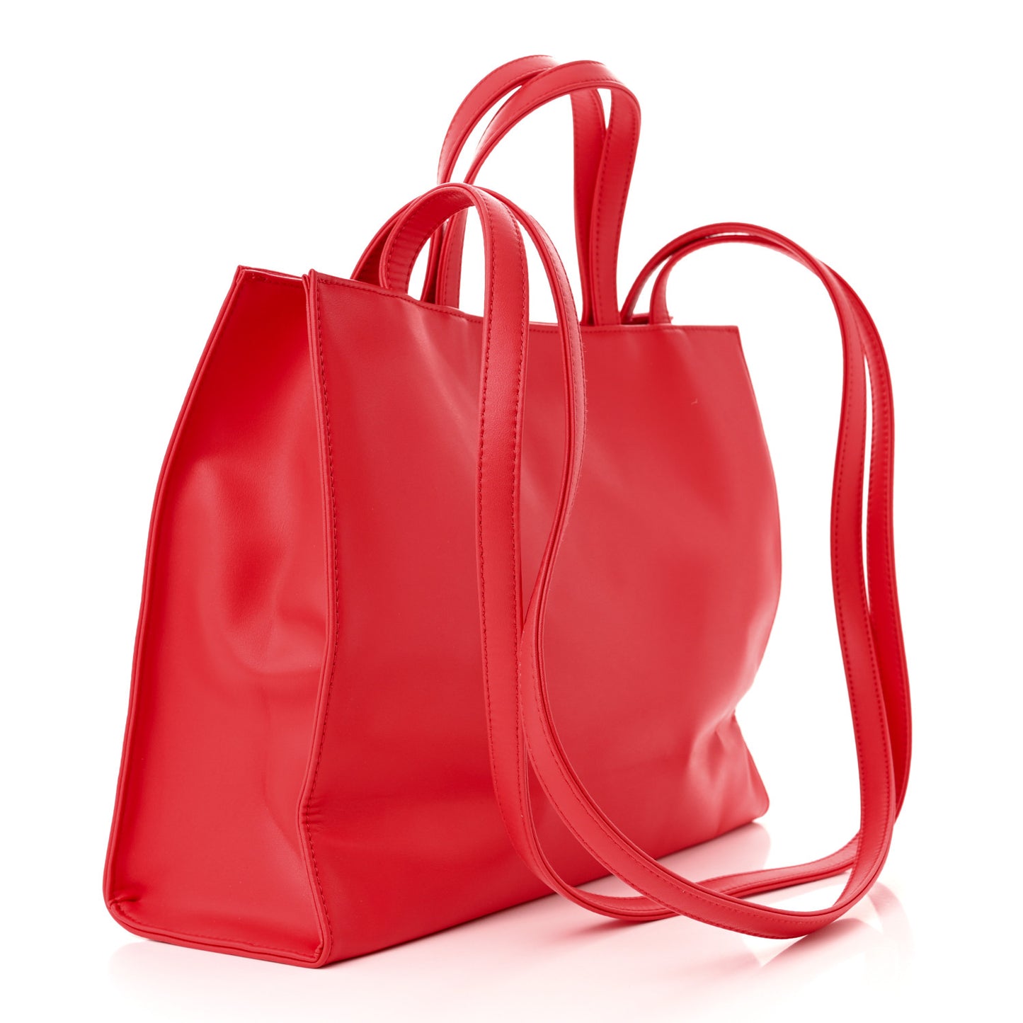 Vegan Leather Medium Shopping Bag Red
