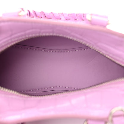 Balenciaga Calfskin Crocodile Embossed Neo Classic Silver Hardware Nano City Crossbody Lilac 5 of 9