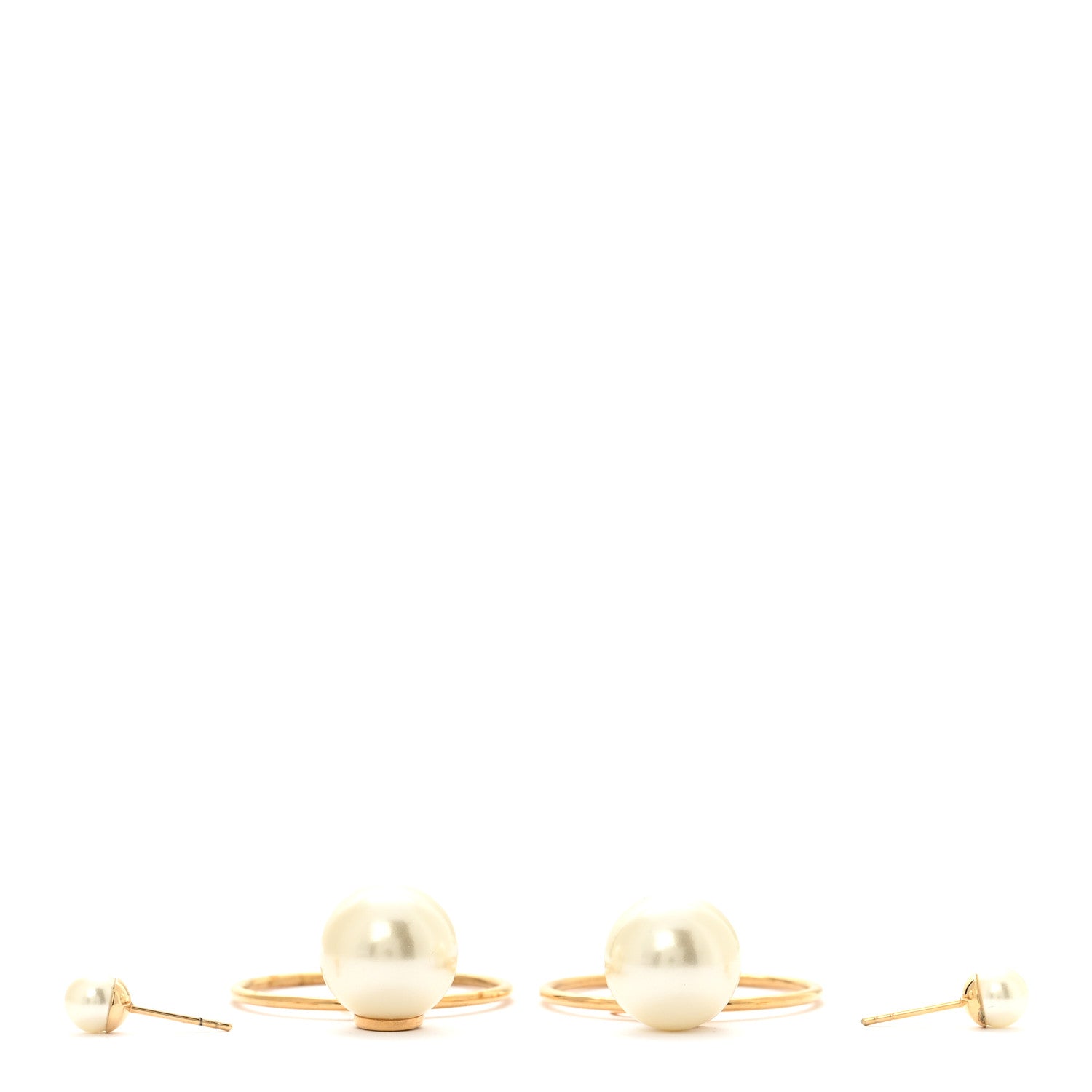 Christian Dior Pearl Tribales Dangle Chain Earrings Gold 3 of 6