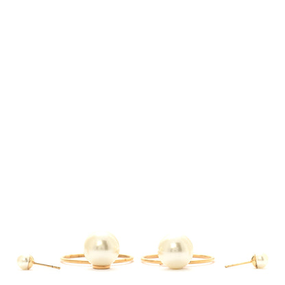 Christian Dior Pearl Tribales Dangle Chain Earrings Gold 3 of 6