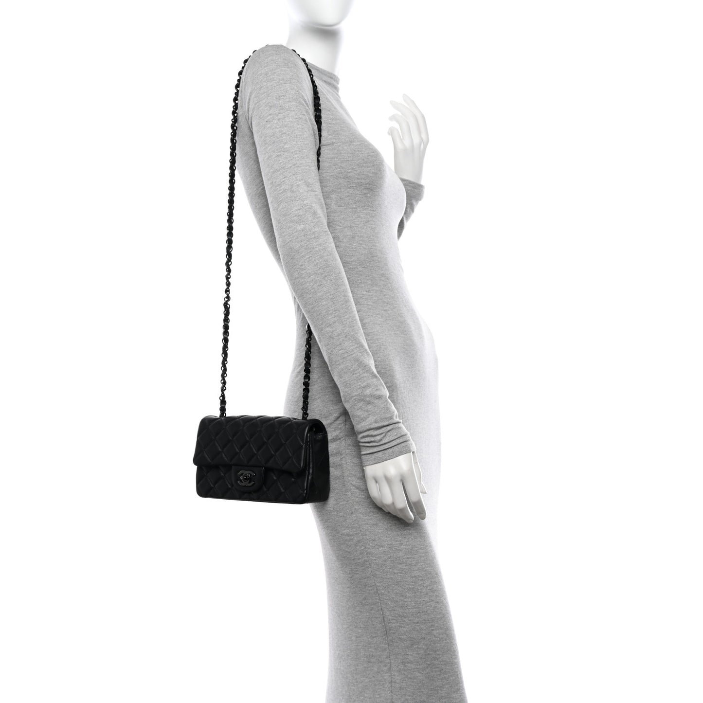 Lambskin Quilted Mini Rectangular Flap So Black
