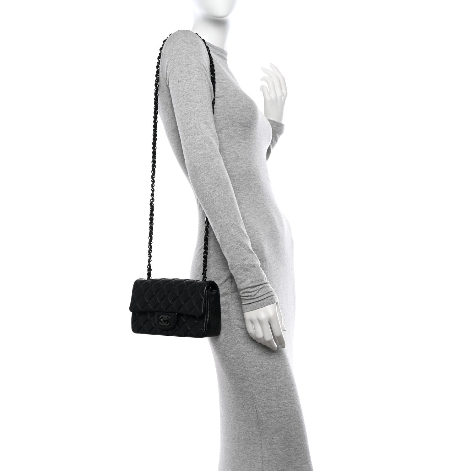 Chanel Lambskin Quilted Mini Rectangular Flap So Black 2 of 12